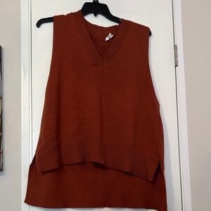 Rust Sleeveless Knit Sweater Vest